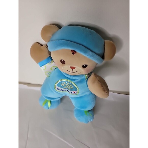 Fisher Price Baby's 1st First Teddy Bear 11" Blue Lovey Plush Toy Boy Rattle - Picture 6 of 16
